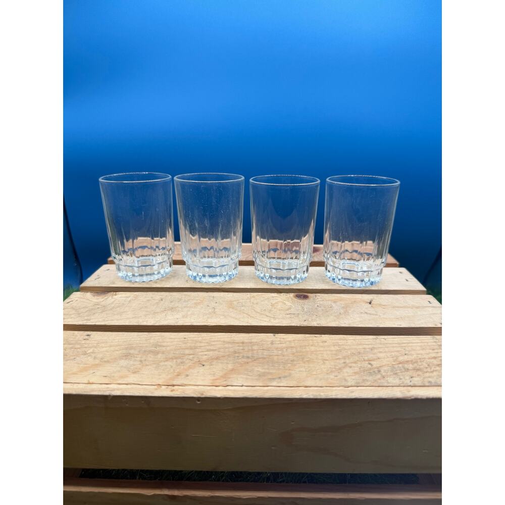 Vintage Arcoroc France Clear Glass Tumblers – Set of 4-Panel Ribbed 10oz Glasses